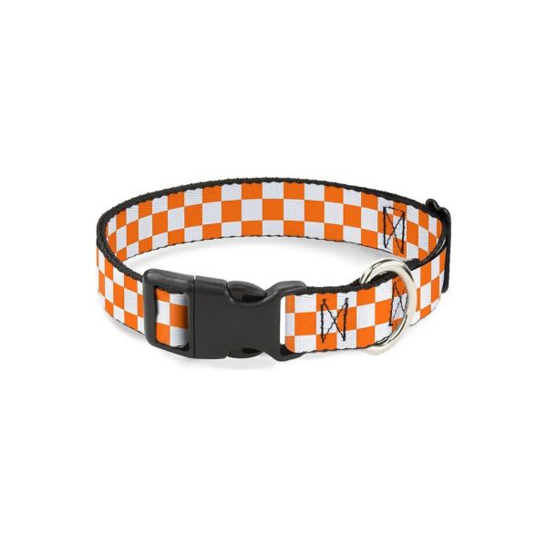 Checker White Tn Orange Plastic Clip Collar Fits 15-26 Neck