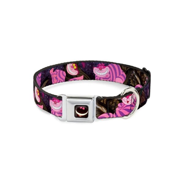 Cheshire Cat Tree Poses Dog Collar with 1" Wide Seatbelt Buckle for Medium