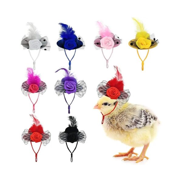 Chicken Costume Hats for Hens Chicken Bowler Hats with Elastic Chin Strap Lace Bow Decor