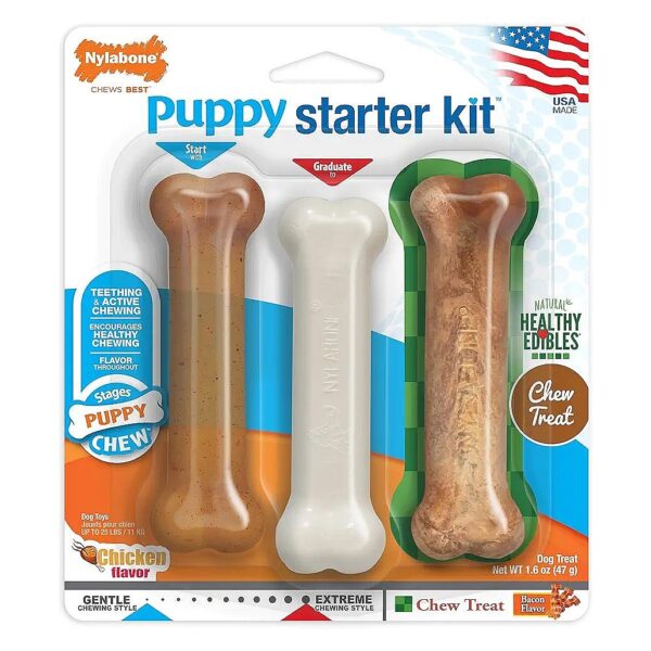 Chicken and Bacon Flavor Puppy Chew Toys and Healthy Dog Treats for Small Dogs