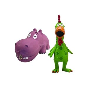 Chicken and Hippo Assorted Color Latex Dog Toys in Variety of Sizes