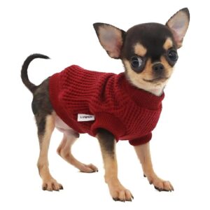 Chihuahua and Yorkie Dog Sweaters Red Lightweight Soft Clothes for Small Puppies