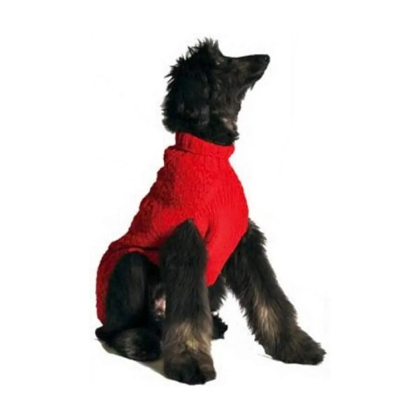 Chilly Weather Dog Sweater Made of Soft Red Wool