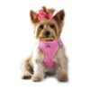 Choke Free Reflective Step Dog Harness in American River Pattern with Pink XS Size