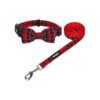 Christmas Buffalo Dog Collar and Leash Set with Removable Bowtie