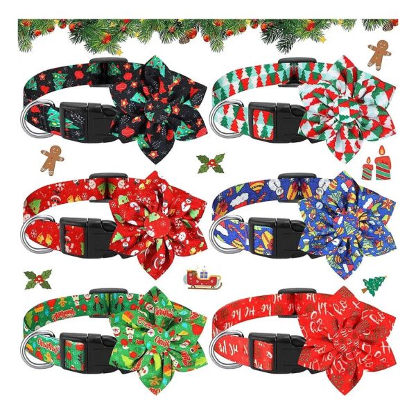 Christmas Collars with Snowflake and Santa Patterns, Pet Accessories