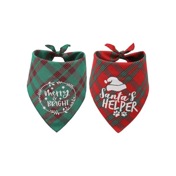 Christmas Dog Accessories Reversible Triangle Bibs Scarf with Reversible Design