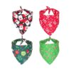 Christmas Dog Bandana for Small to X-Large Dogs Soft Breathable Polyester Material 4-Pack