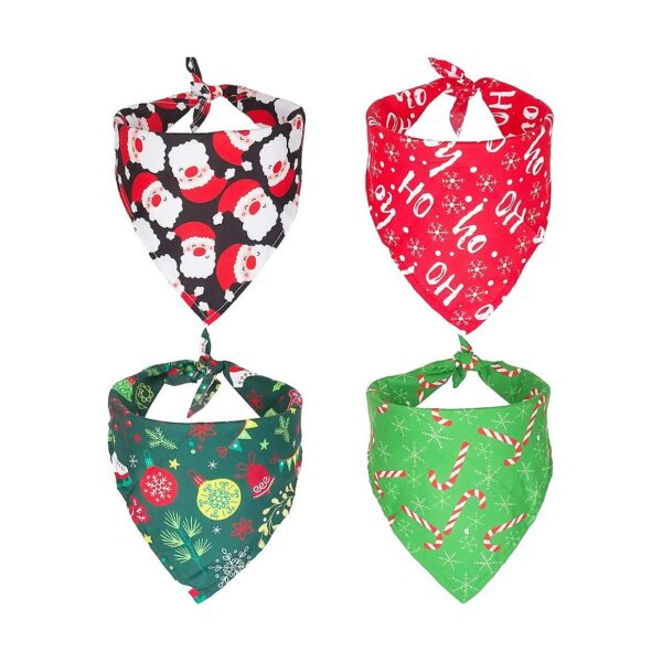 Christmas Dog Bandana for Small to X-Large Dogs Soft Breathable Polyester Material 4-Pack