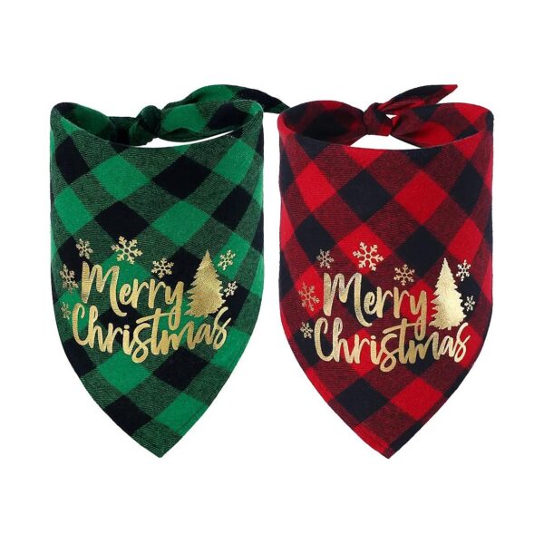 Christmas Dog Bandanas 2 Pack with Durable Fabric and Breathable Design