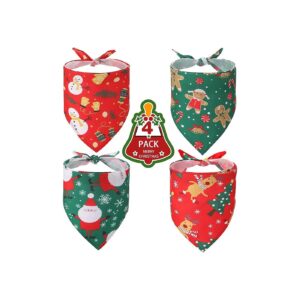 Christmas Dog Bandanas 4 Pack Doggy Triangle Scarf Bibs Kerchief Accessories