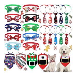 Christmas Dog Collar Set with Adjustable Bow Ties, 24 Pieces