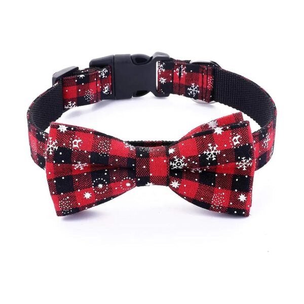 Christmas Dog Collar and Bowtie with Unique Classic Snowflake Pattern