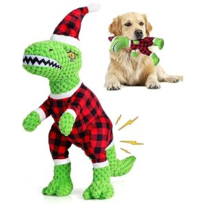 Christmas Dog Gifts Plush Dinosaur Squeaky Pet Toys Puppy Teething Toys Gift Ideas