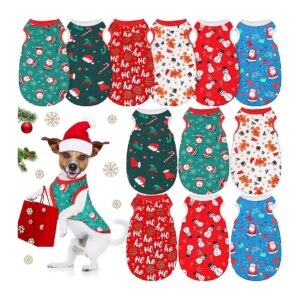 Christmas Dog Outfit for Small Dogs Medium Size with 12 Pieces of Matching Clothes