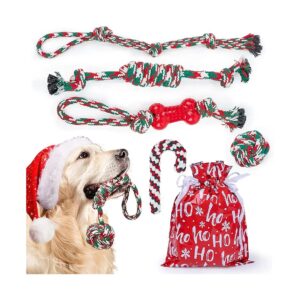 Christmas Dog Rope Toys 6 Pack for Large Dogs Teething Chewers