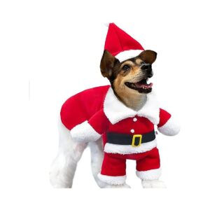 Christmas Dog Santa Costume Outfit with Hat for Small Medium Large Breed Dogs