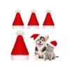 Christmas Dog Santa Hats for Small Pets, Soft Plush Material, 4 Pieces