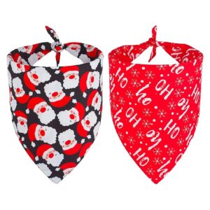 Christmas Dog Scarf Long Adjustable Triangle Bib Reversible Polyester Bandanas for Pets