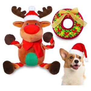 Christmas Dog Toys with Reindeer and Donut Design for Small and Medium Dogs