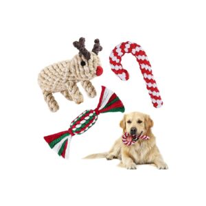 Christmas Dog Training Toys for Small Medium Large Dogs with Assorted Reindeer Knots