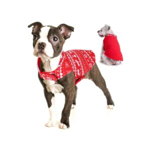 Christmas Dog Winter Coat with High Collar and Reflective Trim for Small to Medium Breeds