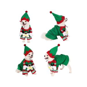 Christmas Elf Dog and Cat Costume with Polar Fleece Coat and Hat