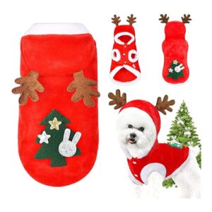 Christmas Elk Dog Cat Pet Clothes Outfits with Breathable Cotton and Polyester Fabric