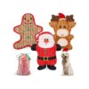 Christmas Gift for Puppies and Dogs Squeaky Toy 3 Pcs Set with Santa Reindeer Ginger Man