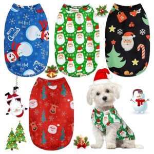 Christmas Party Dog Shirt with Xmas Tree and Snowflake Designs for Small Dogs