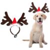 Christmas Pet Accessories Adjustable Velvet Reindeer Antler Headbands for Cats Small Dogs