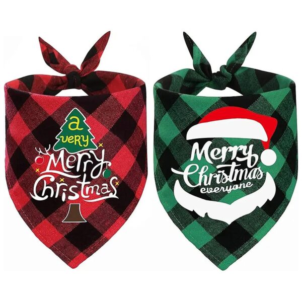 Christmas Pet Accessories Triangle Bibs Classic Plaid Bandanas for Dogs Cats Medium Large