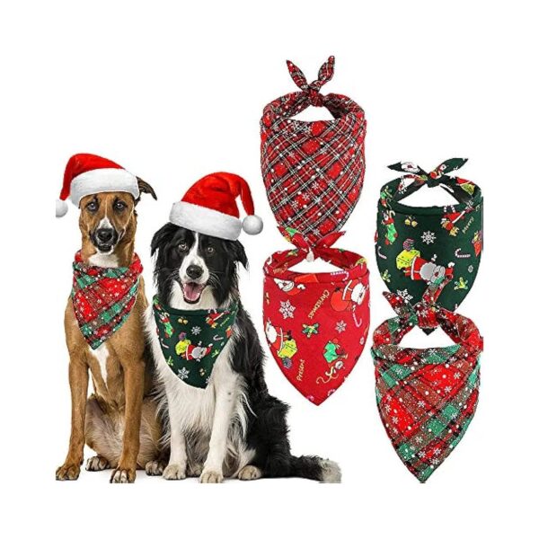 Christmas Pet Accessories with Triangle Scarf and Kerchief Bibs for Dogs and Cats