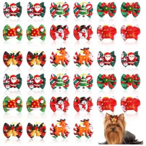 Christmas Pet Breed Diverse Bowknot Hair Clips for Small to Medium Dogs Cats