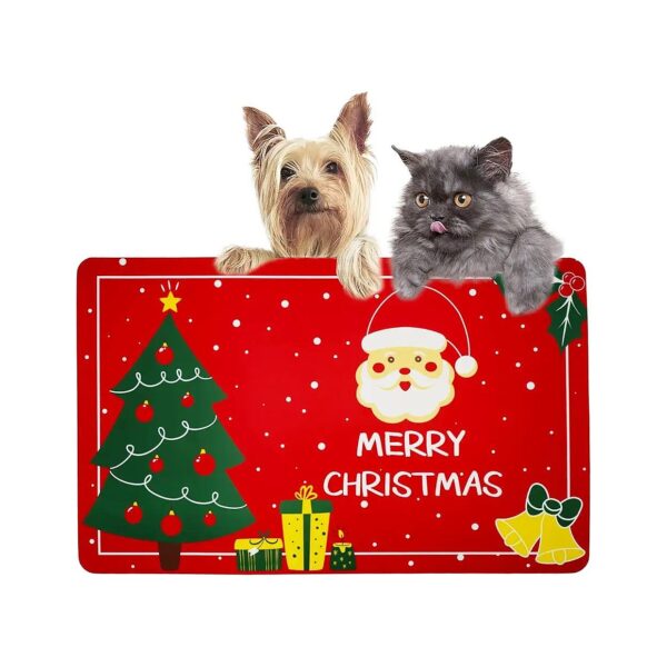 Christmas Pet Food and Water Mats 11x18 Inches