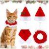 Christmas Pet Gift Set with Hats Collar Scarf for Cats Small Dogs Puppy Tiny Pets