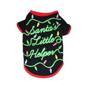 Christmas Puppy Dog Shirt X-Large Black Santa Little Helper Soft Cotton