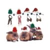 Christmas Rabbit Wolfen Hats Santa Claus Hats and Bowties for Small Pets