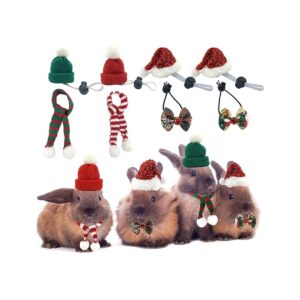 Christmas Rabbit Wolfen Hats Santa Claus Hats and Bowties for Small Pets