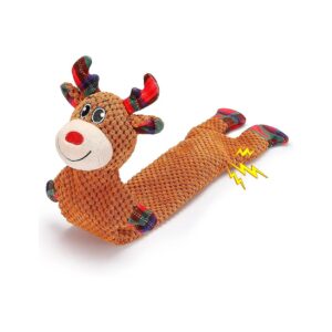 Christmas Reindeer Dog Toys for Medium Small Breeds with Crinkle Sound Effect