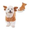 Christmas Reindeer Pet Cosplay Dress with Hoodie and Antlers for Small Pets