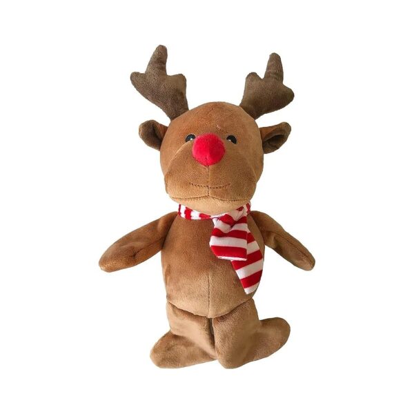 Christmas Reindeer Plush Dog Toy with Soft Fabric and Squeaker