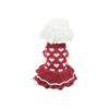 Christmas Small Breed Dog Sweater with Red Heart Pattern for Female Dogs