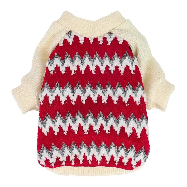 Christmas Sweater for Small Dogs and Cats, Soft Polyester Fabric, Red and White Color