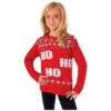 Christmas Sweater with Long Sleeves and Red Color and Ho Ho Ho Print