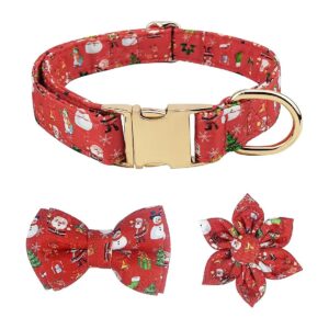 Christmas Tree Pattern Dog Collar with Snowflower Snowman Santa Claus Gift Ideas