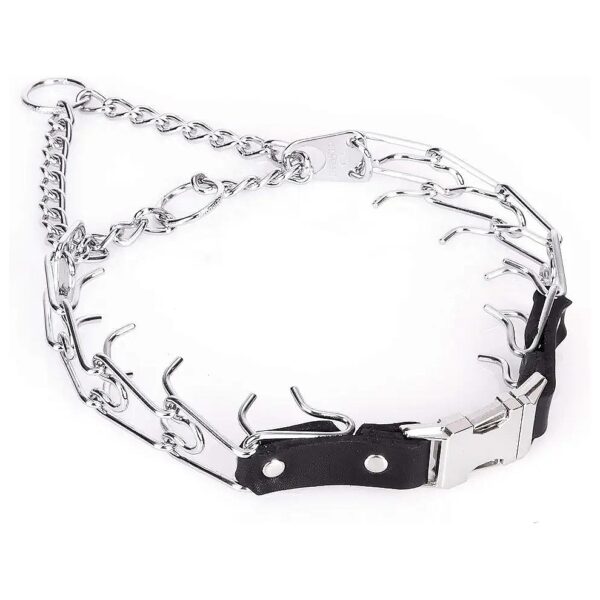 Chrome Plated Steel Prong Training Collar with Quick Release Buckle for Extra Large Dogs