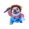 Chucky Deadly Dog Halloween Costume with Knives Onesies and Wigs for Large Dogs X Large