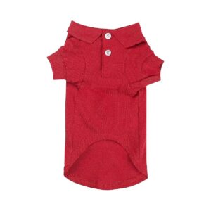 Classic 16 Medium Tomato Red Cotton Polo Shirt for Dogs Suitable for 20-40 Pound Breeds