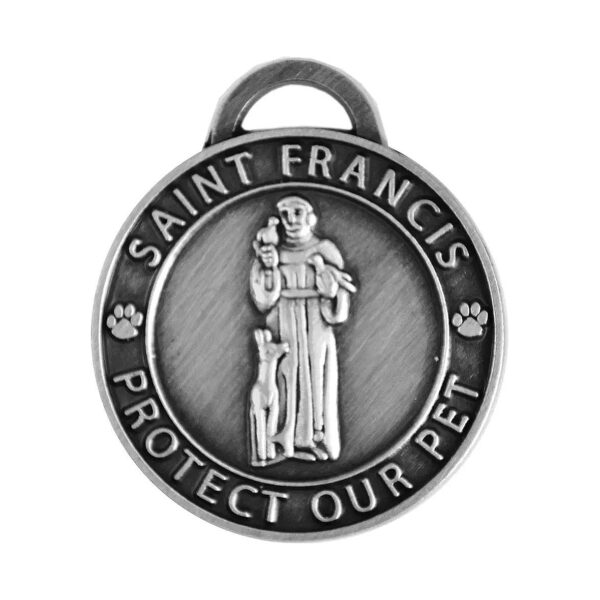 Classic Antique Silver Saint Francis of Assisi Pet Collar Charm